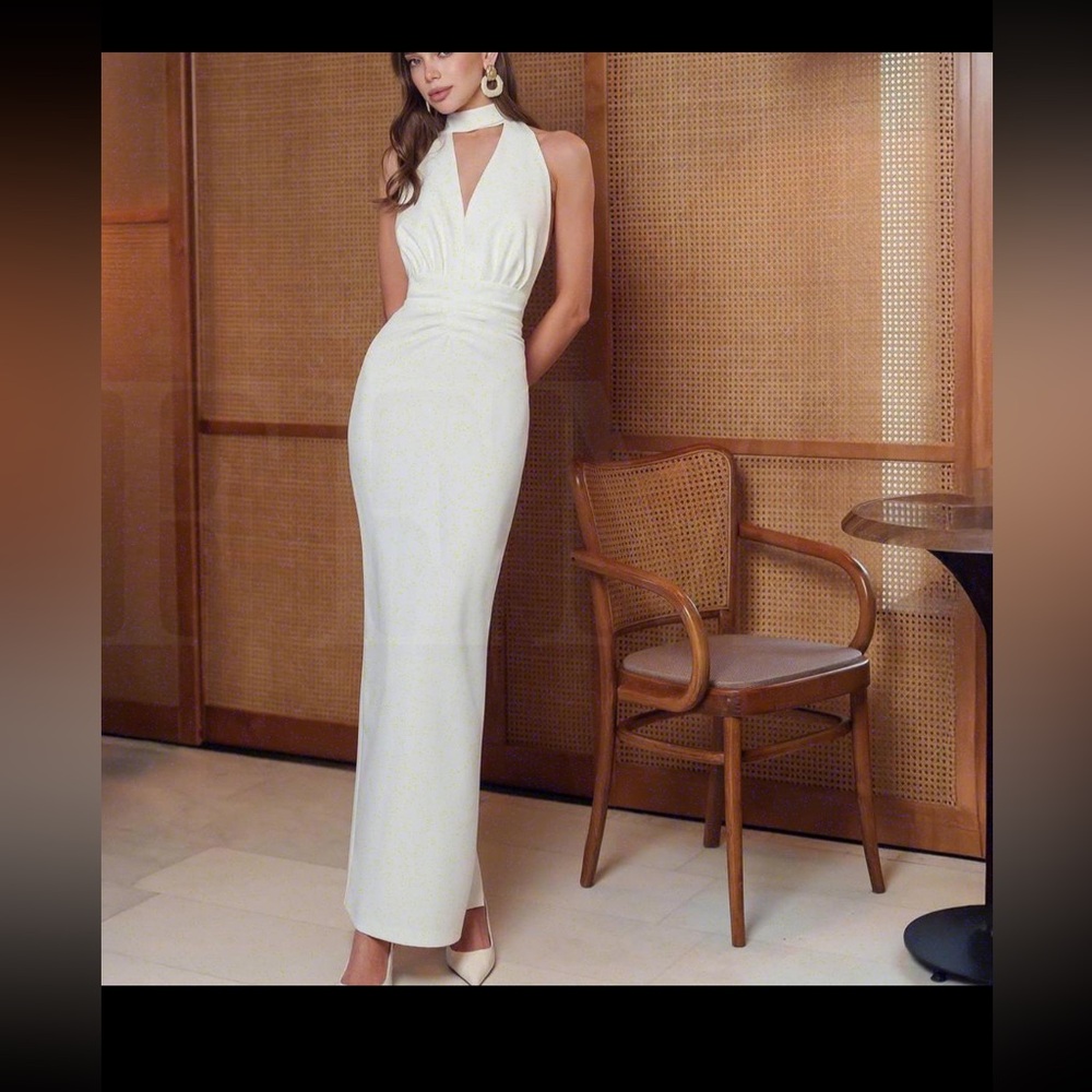 Elegant White Halter Gown